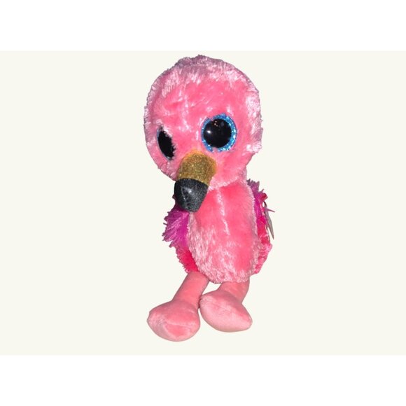 Ty Beanie Boo's Gilda Pink Flamingo 2018 Silk Plush Toy Blue Glitter Eyes - Picture 1 of 14